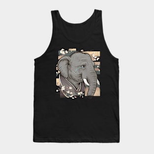 Melancholic Elephant Japanese Art Print Tank Top